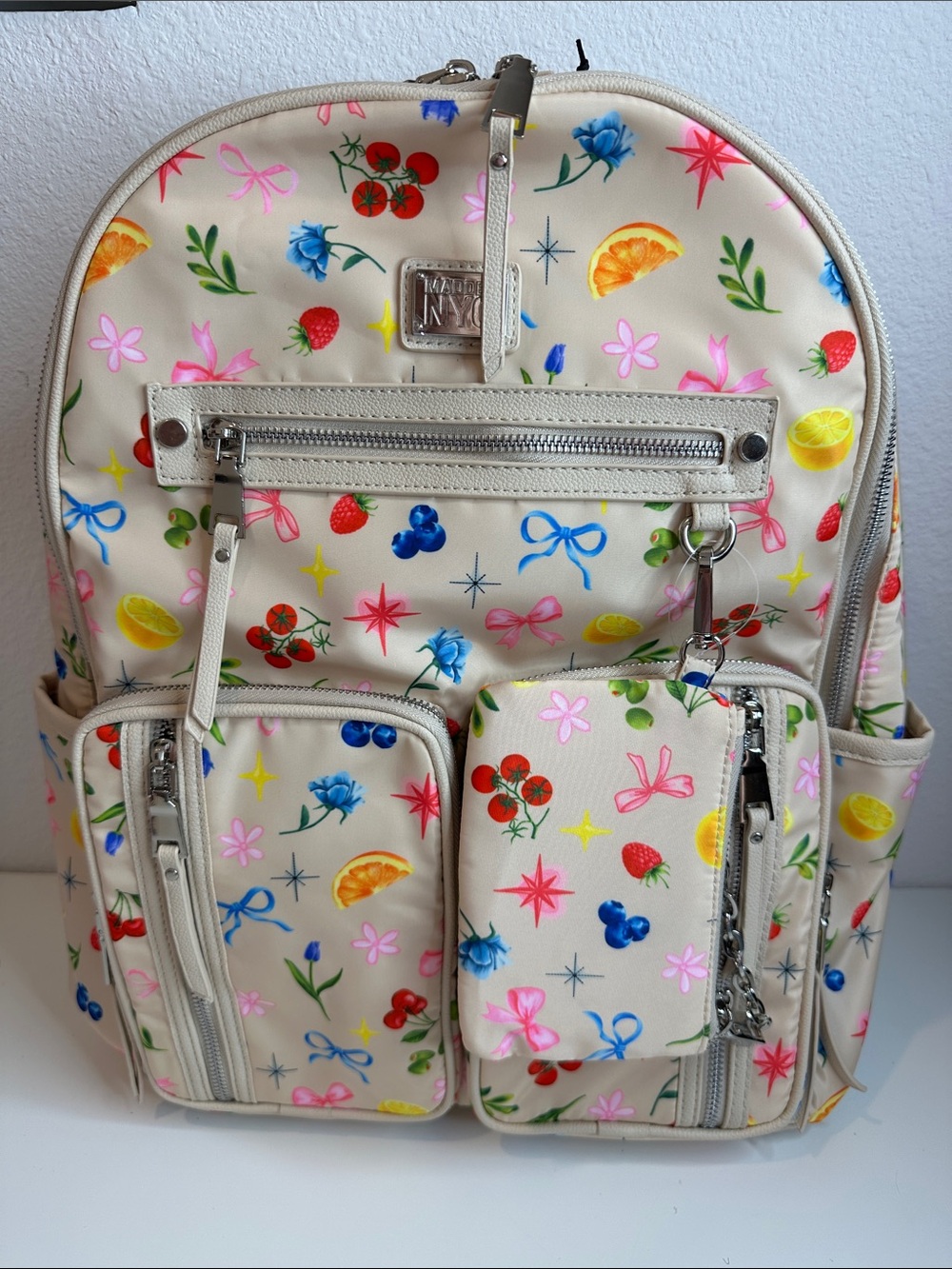 Madden NYC Cream Fruit & Floral Backpack